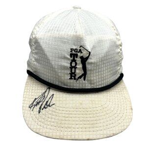 Vintage PGA Tour Hat Signed Golf Baseball Cap White USA Made Ram Golf Cord